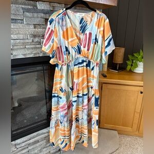 Umgee Multicolor Abstract Maxi Dress